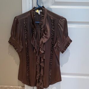 Joie Brown Ruffled Blouse